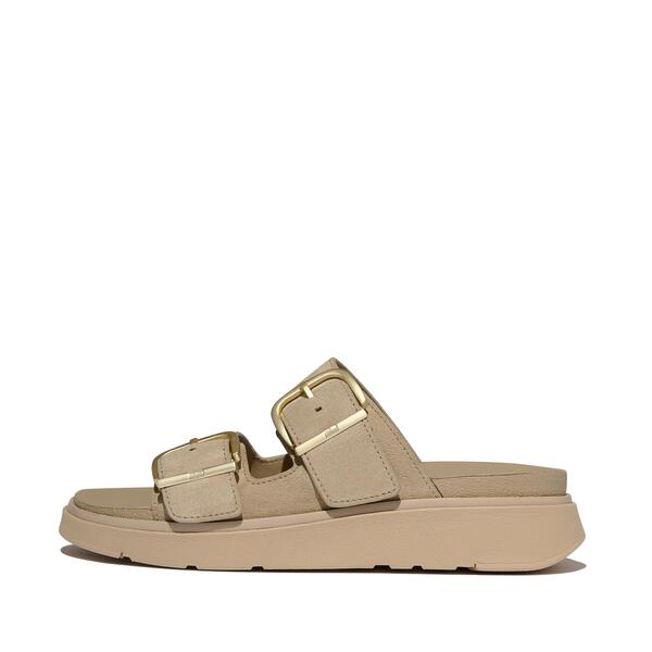  Gen Ff Buckle Two Bar Suede Slides 