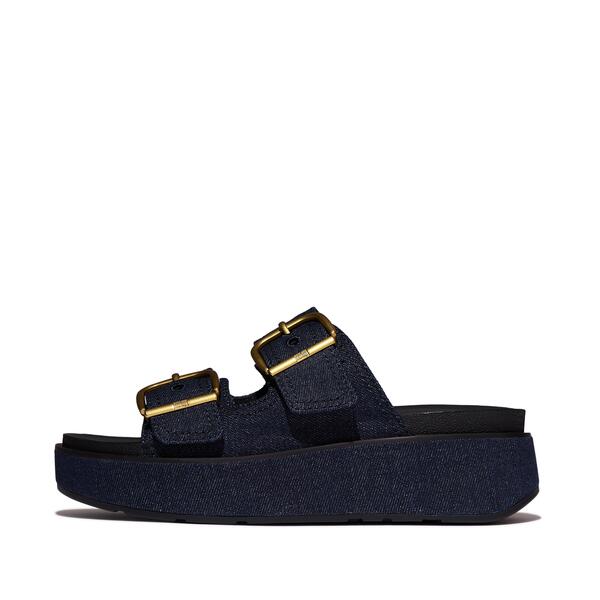  Gen Ff Max Buckle Two Bar Denim Slides 