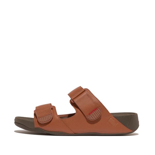  Gogh Moc Mens Adjustable Leather Slides 