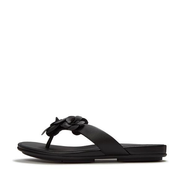  Gracie Flower Leather Flip Flops 