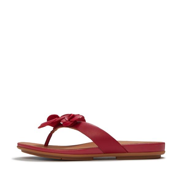  Gracie Flower Leather Flip Flops 