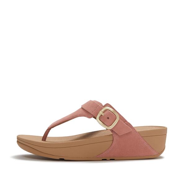  Lulu Buckle Suede Toe Post Sandals 