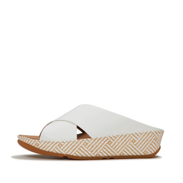  Lulu Lux Graphic Weave Leather Cross Slides 