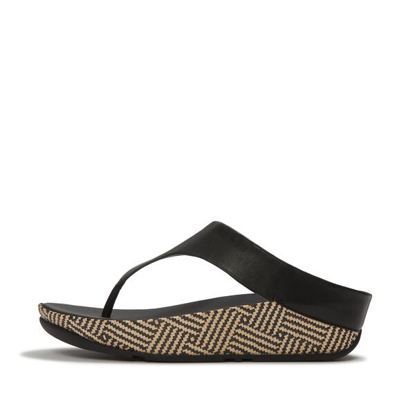  Lulu Lux Graphic Weave Leather Toe Post Sandals 