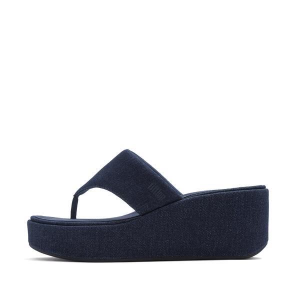  Platfforms Denim Wedge Toe Post Sandals 