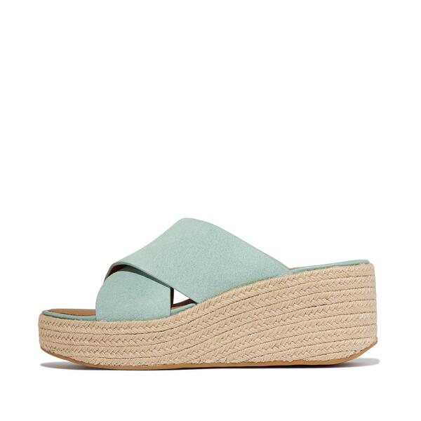  Platfforms Espadrille Suede Wedge Cross Slides 