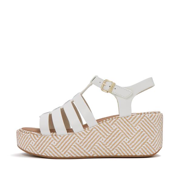  Platfforms Graphic Weave Leather Fisherman Wedge Sandals 