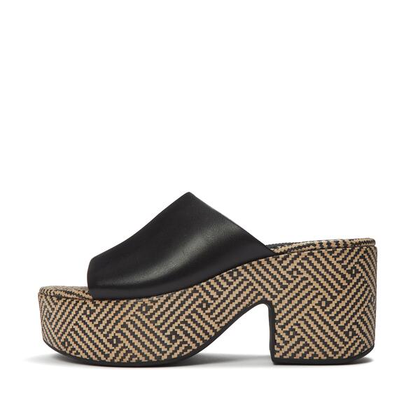  Platfforms Graphic Weave Leather Heeled Slides 