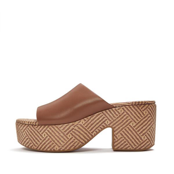  Platfforms Graphic Weave Leather Heeled Slides 