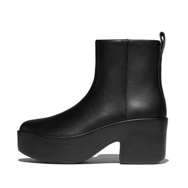  Platfforms Leather Heeled Ankle Boots 