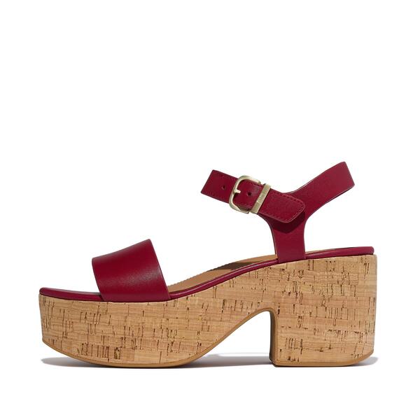  Platfforms Leather/cork Heeled Ankle Strap Sandals 