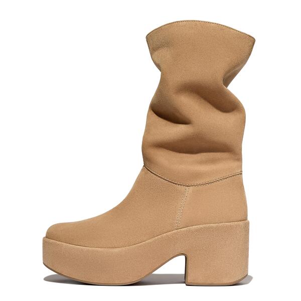  Platfforms Slouch Suede Heeled Short Boots 