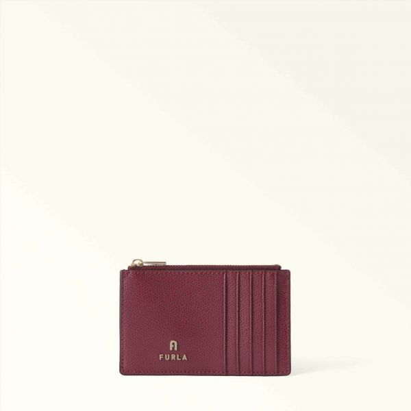  Furla Camelia Card Case M Red Apple Red Textured Leather Woman 