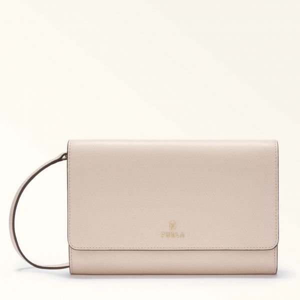  Furla Camelia Chain Wallet Xl Azalea Pink Textured Leather Woman 
