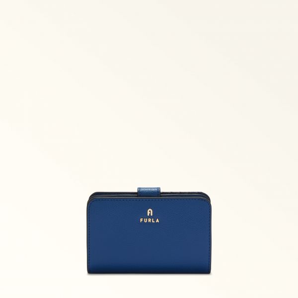  Furla Camelia Compact Wallet M Indigo Textured Leather Woman 