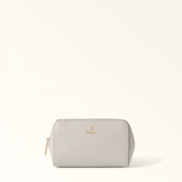  Furla Camelia Cosmetic Case Stone Gray Grey Textured Leather Woman 