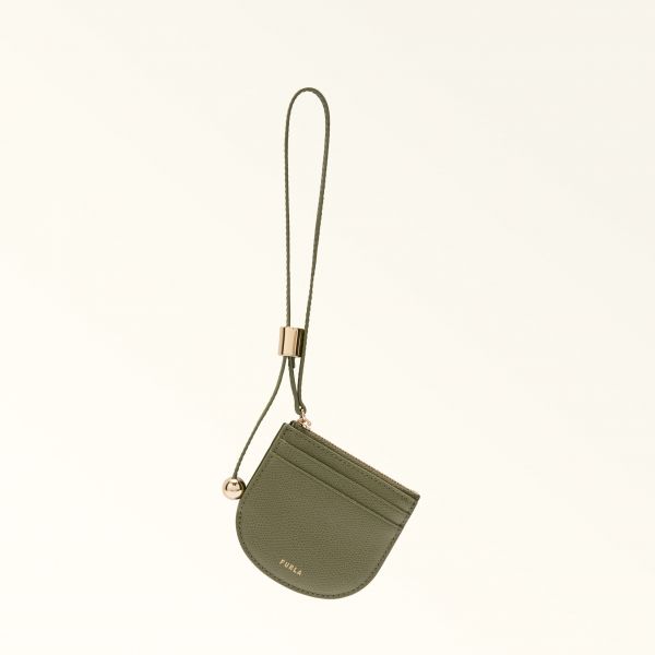  Furla Laura Card Case S Avocado Green Textured Leather Woman 