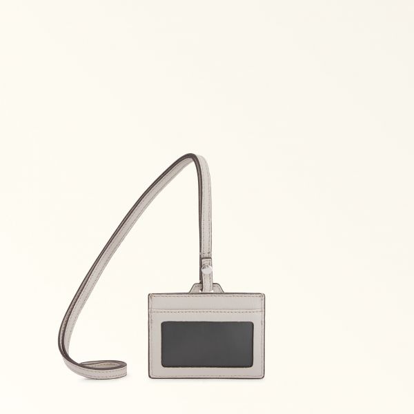  Furla Man Project Badge Holder Perla E Light Grey Milos Textured Calf Leather Man 