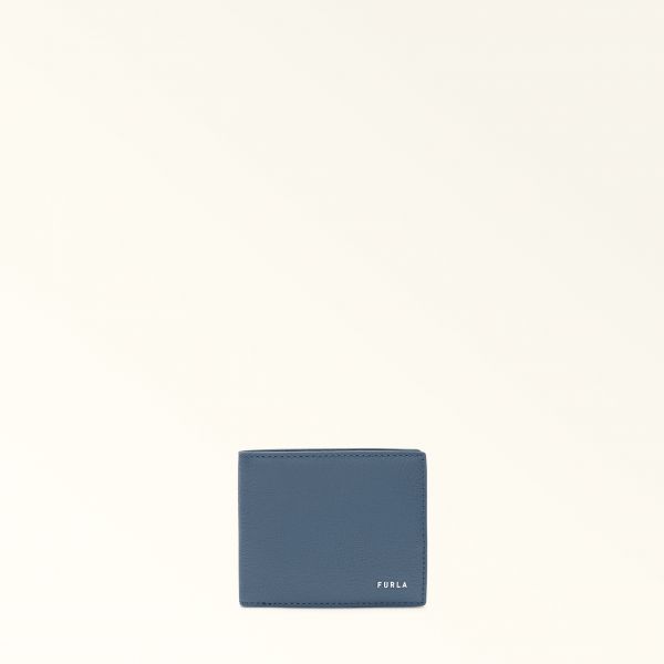  Furla Man Project Bi-fold Wallet S Grigio Blu Milos Textured Calf Leather Man 