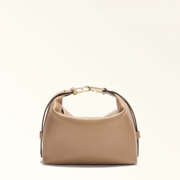  Furla Tonie Shoulder Bag M Toffee Ares Soft Textured Leather Woman 
