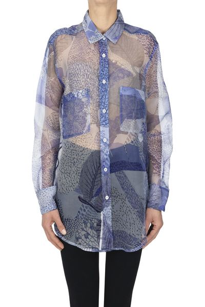  Caliban Oversized Printed Silk Shirt 