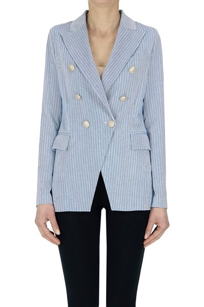  Circolo 1901 Striped Double-breasted Blazer 
