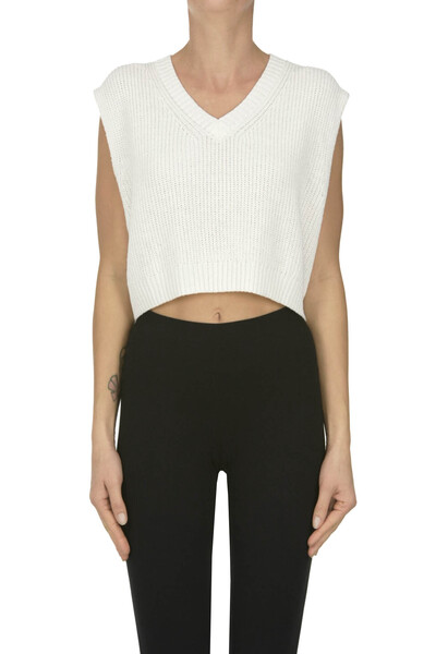  C.t. Plage Cropped Knitted Gilet 
