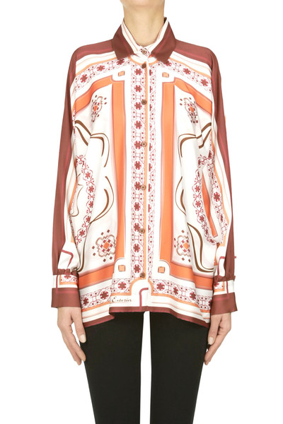  D.exterior Printed Satin Blouse 