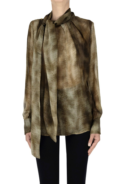  Elisabetta Franchi Animal Print Silk Blouse 