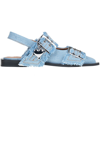  Ganni Denim Slingback Ballerinas 
