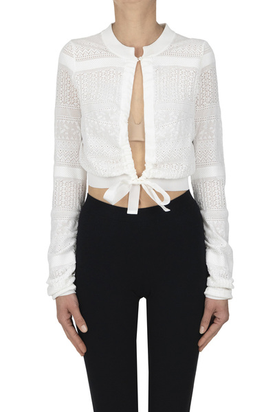  High Tech Cropped Cut-out Knit Cardigan 