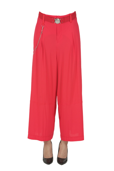  High Tech Stretch Fabric Wide Leg Trousers 
