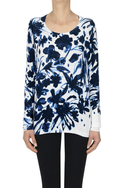  High Use Flower Print Cotton Pullover 