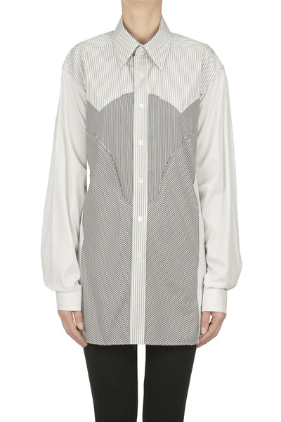 Mm6 By Maison Margiela Patchwork Striped Cotton Shirt 