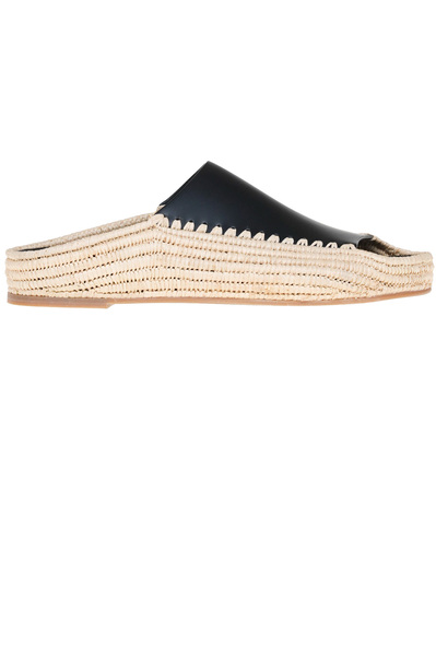  Paloma Barcelò Leather And Raffia Slides 