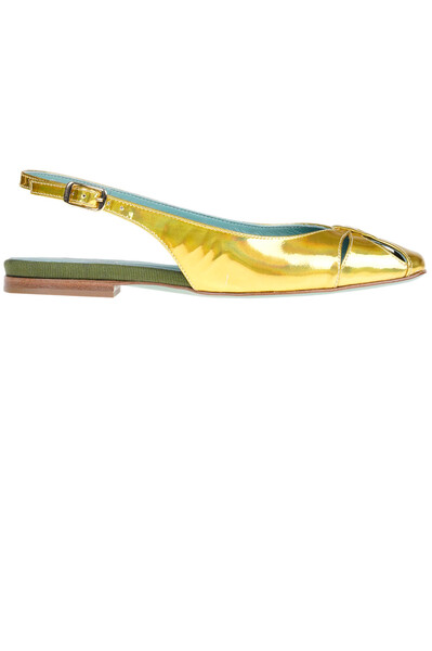  Paola D'arcano Mirrored Leather Slingback Ballerinas 