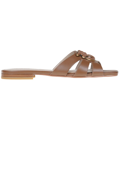  Pinko Leather Slides 