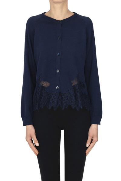  Semicouture Lace Hem Cardigan 