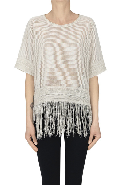  Tricot Chic Metallic Effect Cut-out Knit Pullover 