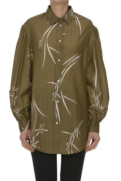  True Royal Printed Silk And Cotton Blouse 