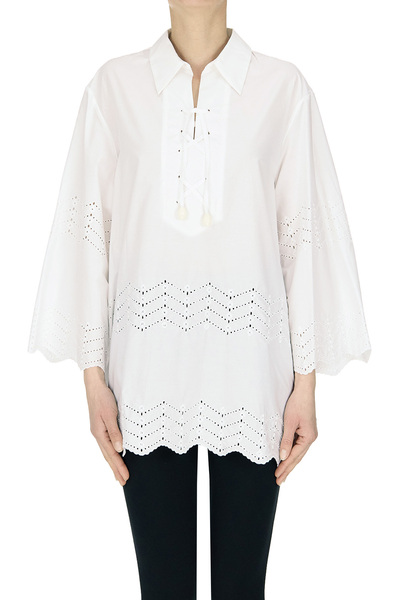  True Royal Sangallo Lace Insert Blouse 