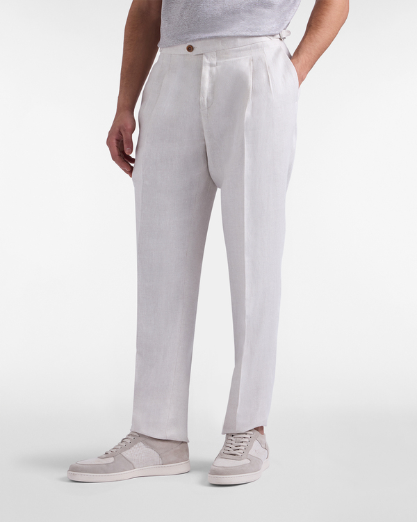  Harmont&blaine Harmont&blaine - Mens Craftsmanship In Color Linen Chino Pants With Double Tucks, Man, Beige, Size: 46 