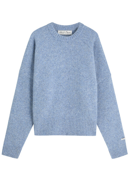  About Blank Logo-intarsia Wool-blend Jumper - Blue - Xl 