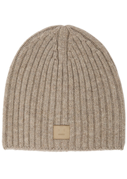  Acne Studios Logo-appliqué Wool Beanie - Light Grey - One Size 