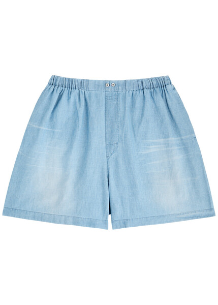  Acne Studios Logo-printed Washed Cotton-blend Shorts - Mid Blu - 48 (it48 / M) 