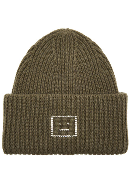  Acne Studios Pansy Embellished Wool Beanie - Khaki - One Size 