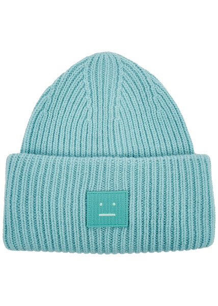  Acne Studios Pansy Ribbed Wool Beanie - Turquoise 