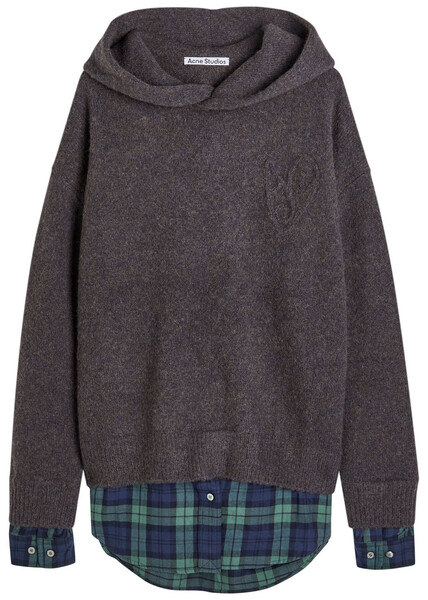  Acne Studios Shirt-effect Wool-blend Jumper - Dark Grey - M (uk12 / M) 