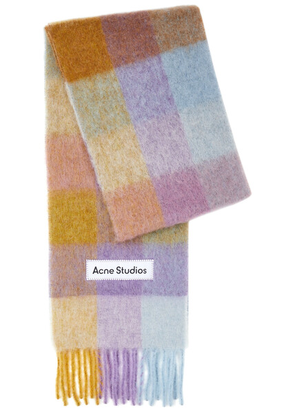  Acne Studios Vally Checked Alpaca-blend Scarf - Lilac 