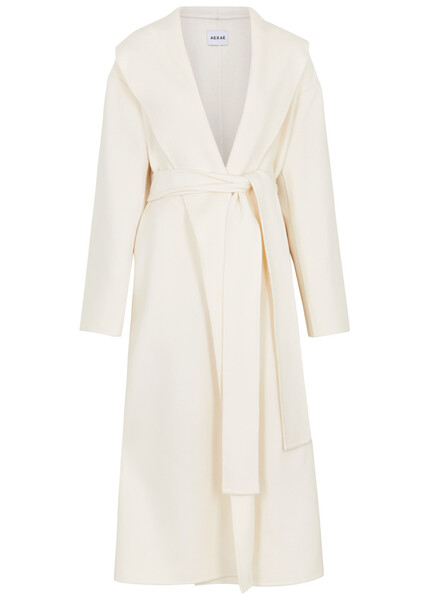  Aexae Wool-blend Wrap Coat - Cream - Xs (uk 6 /xs) 